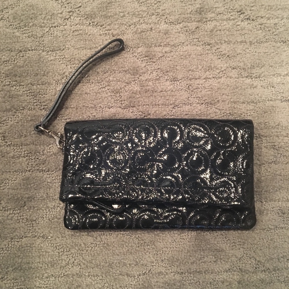 Coach patent leather “C” embossed clutch